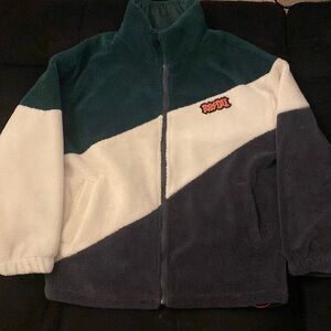 REDU Fuzzy Jacket Green White and Grey